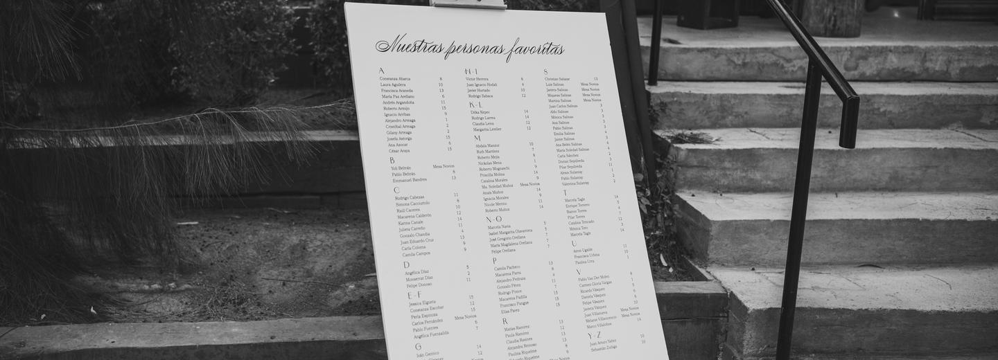 Seating plan en uso el día del matrimonio